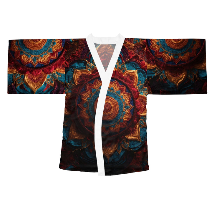 Ornate Textile Mandala - Long Sleeve Kimono Robe - All Over Prints - g(0D·IO) - XS - White -