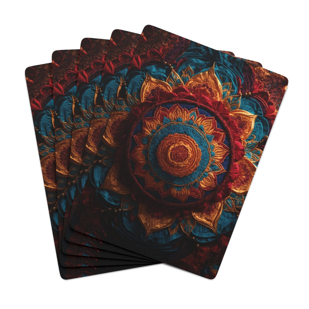 Ornate Textile Mandala - Poker Cards - Paper products - g(0D·IO) - 2.47" x 3.47" - White - Semi Glossy