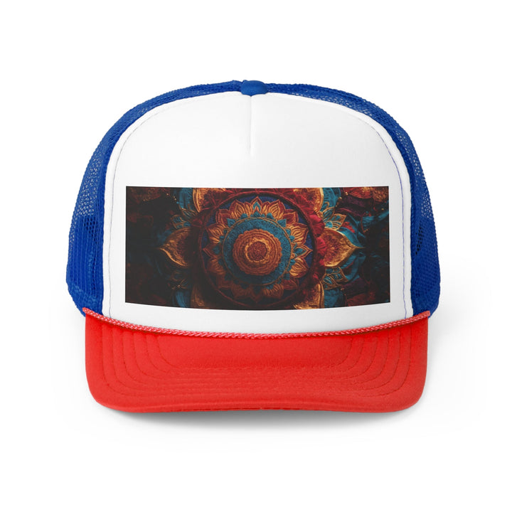 Ornate Textile Mandala - Trucker Hat - Hats - g(0D·IO) - Blue/Red - One size -