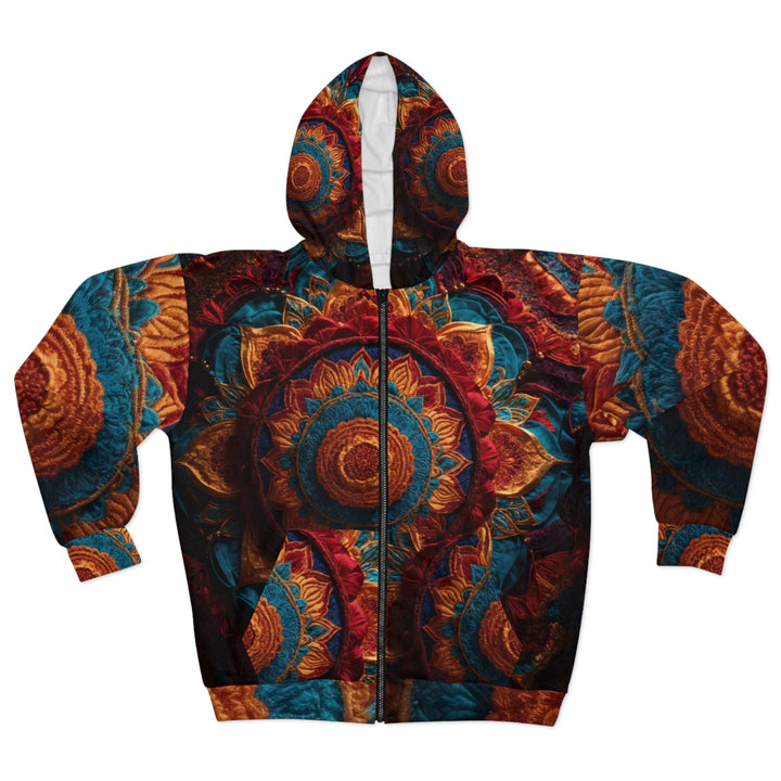 Ornate Textile Mandala - Unisex Zip Hoodie - All Over Prints - g(0D·IO) - XS - -