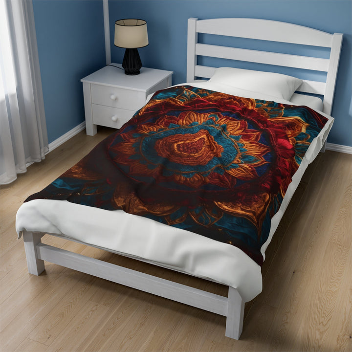 Ornate Textile Mandala - Velveteen Plush Blanket - All Over Prints - g(0D·IO) - 30" × 40" - -