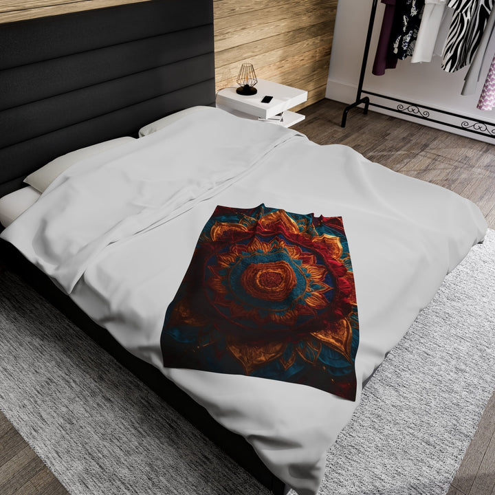 Ornate Textile Mandala - Velveteen Plush Blanket - All Over Prints - g(0D·IO) - 30" × 40" - -