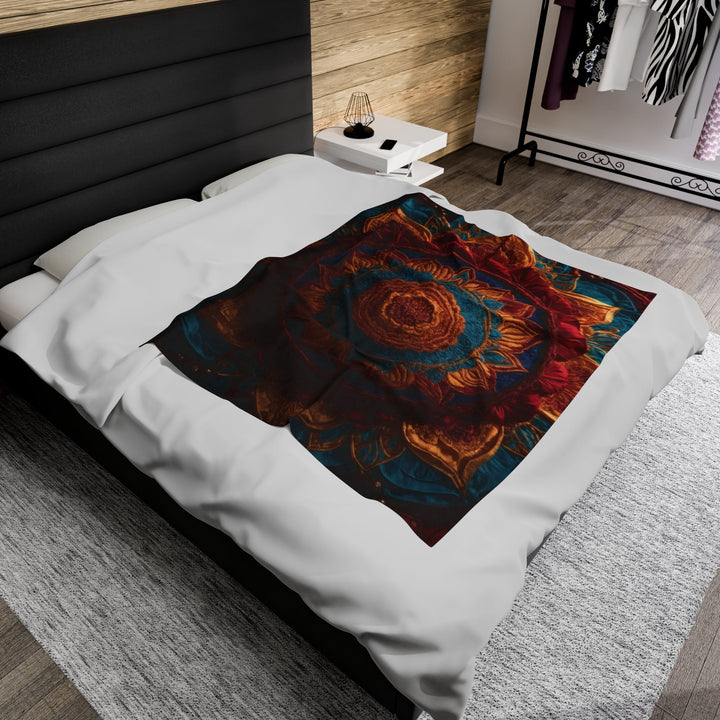 Ornate Textile Mandala - Velveteen Plush Blanket - All Over Prints - g(0D·IO) - 30" × 40" - -