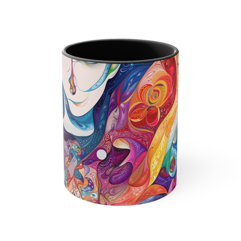 Psychedelic Dream Faces - Accent Coffee Mug - Mug - g(0D·IO) - Black - 11oz -