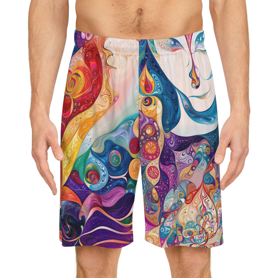 Psychedelic Dream Faces - AOP Basketball Shorts - All Over Prints - g(0D·IO) - Seam thread color automatically matched to design - XS -