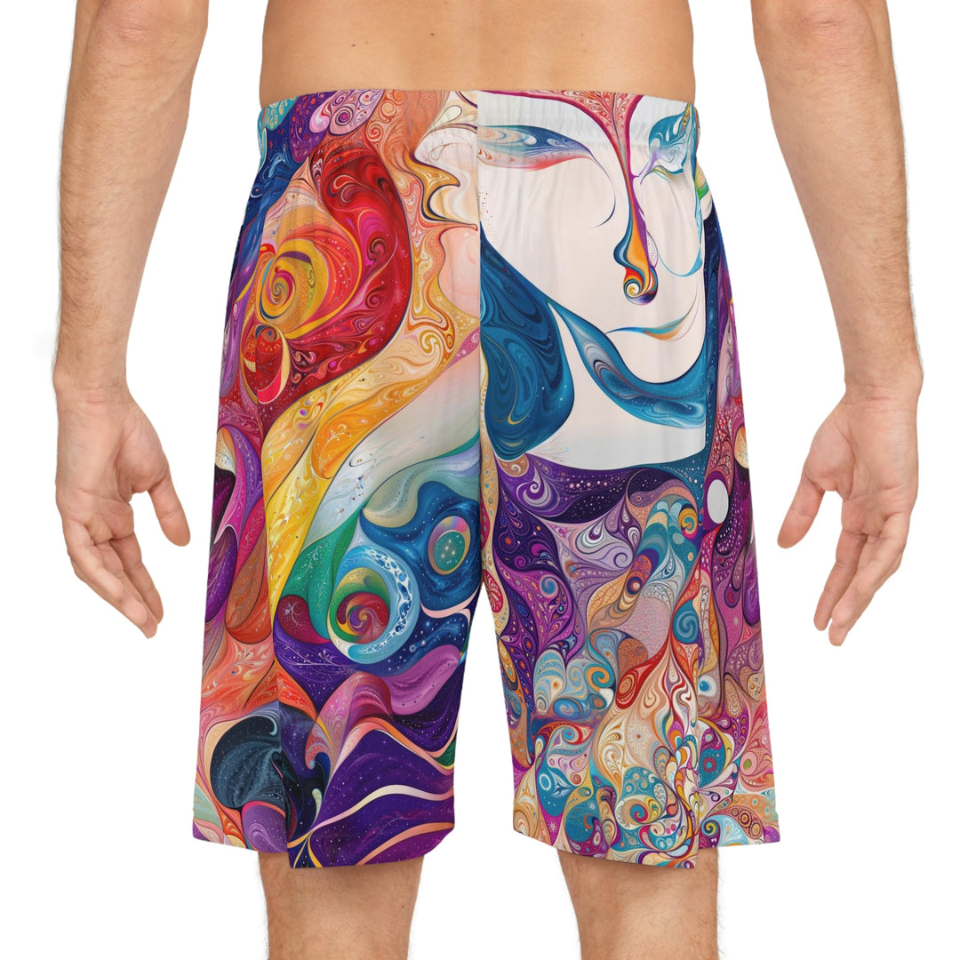 Psychedelic Dream Faces - AOP Basketball Shorts - All Over Prints - g(0D·IO) - Seam thread color automatically matched to design - XS -