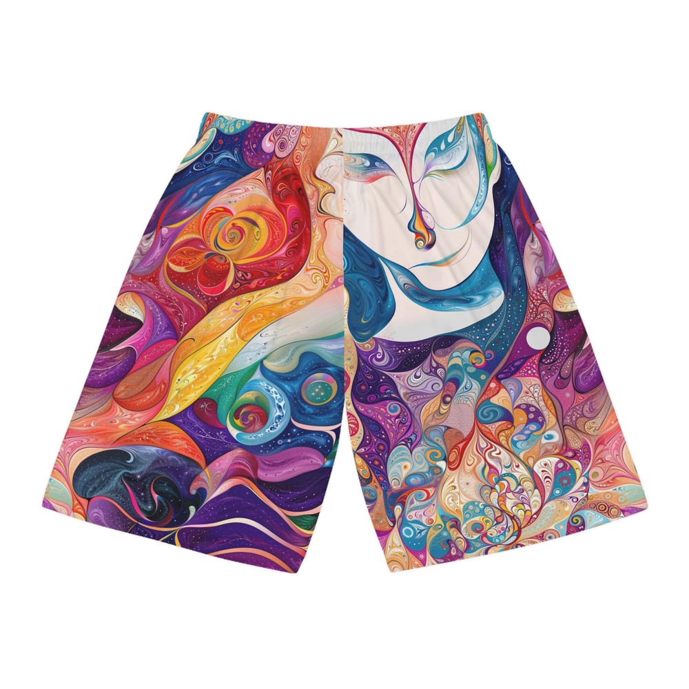 Psychedelic Dream Faces - AOP Basketball Shorts - All Over Prints - g(0D·IO) - Seam thread color automatically matched to design - XS -