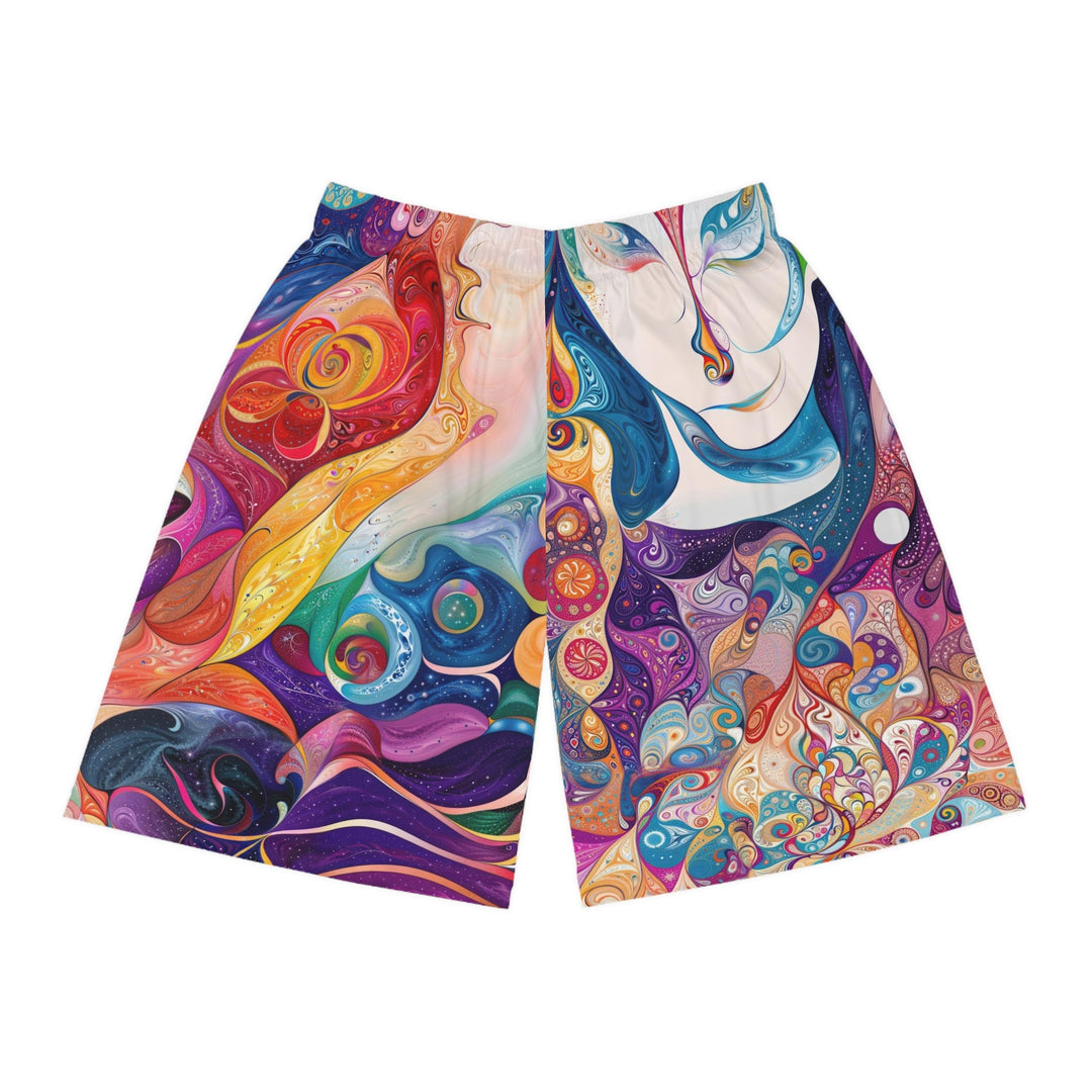 Psychedelic Dream Faces - AOP Basketball Shorts - All Over Prints - g(0D·IO) - Seam thread color automatically matched to design - XS -