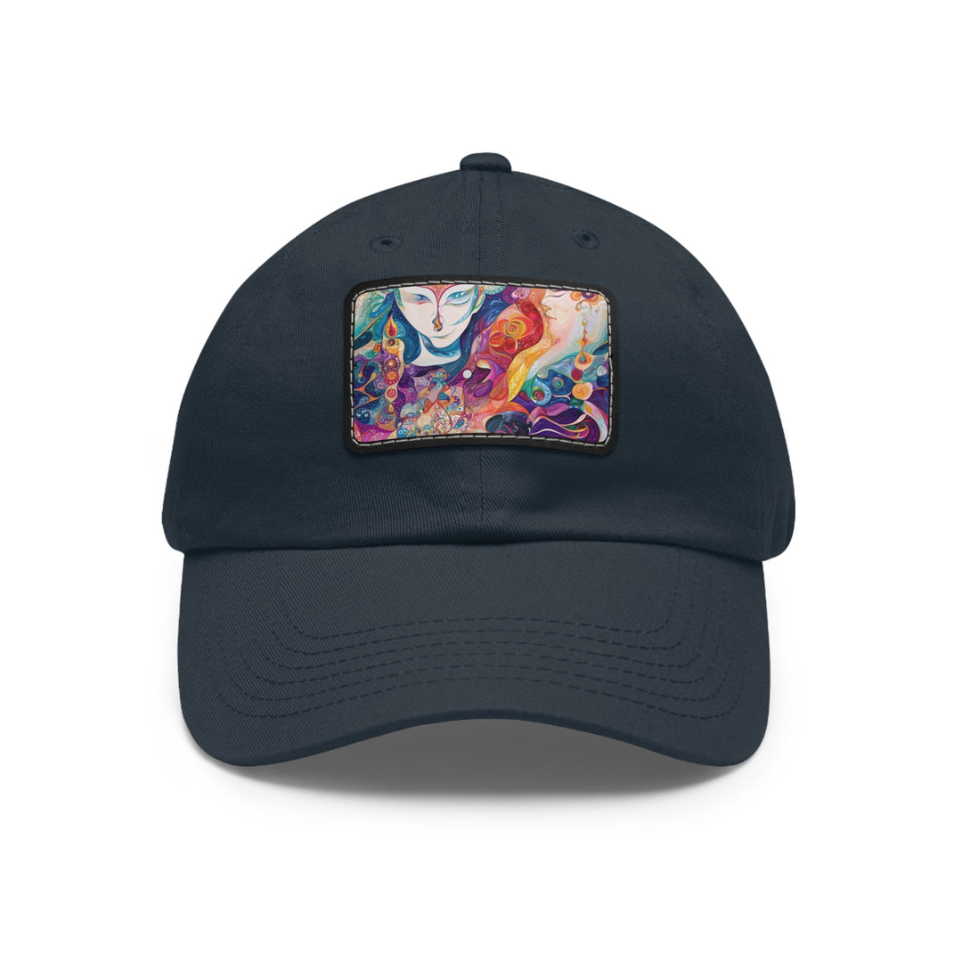 Psychedelic Dream Faces - Dad Hat - Hats - g(0D·IO) - Navy / Black patch - Rectangle - One size