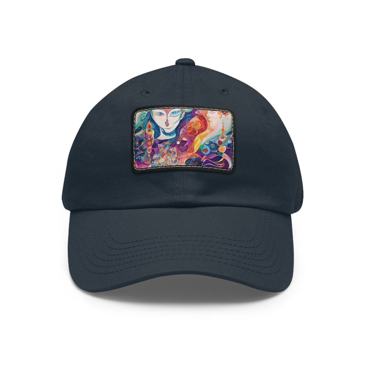 Psychedelic Dream Faces - Dad Hat - Hats - g(0D·IO) - Navy / Black patch - Rectangle - One size