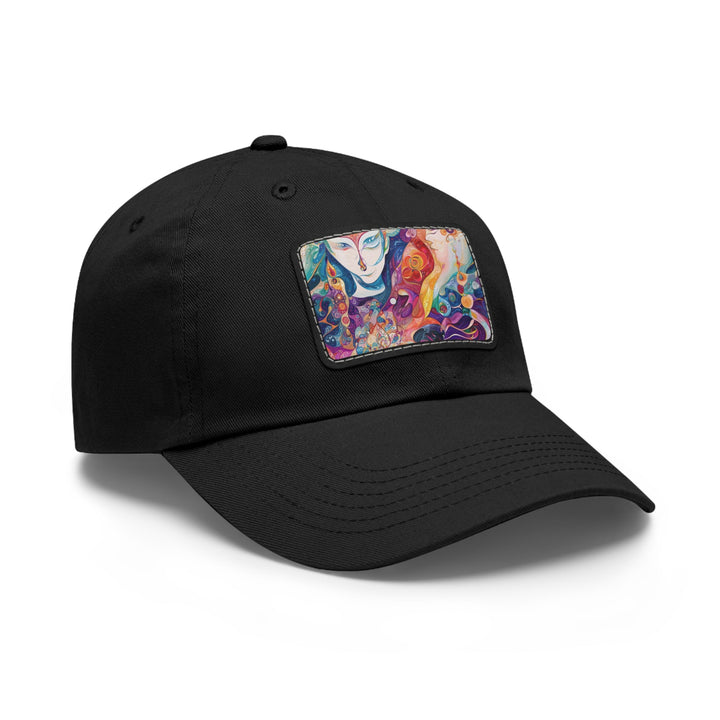 Psychedelic Dream Faces - Dad Hat - Hats - g(0D·IO) - White / Black patch - Rectangle - One size