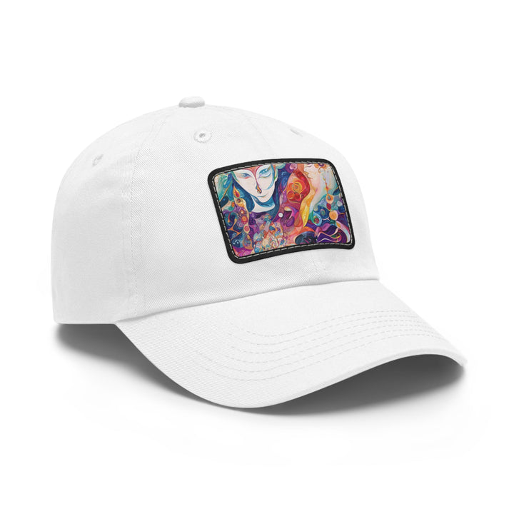 Psychedelic Dream Faces - Dad Hat - Hats - g(0D·IO) - White / Black patch - Rectangle - One size