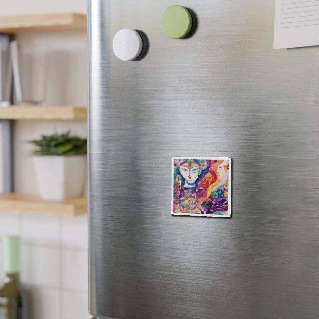 Psychedelic Dream Faces - Die-cut Magnet - Home Decor - g(0D·IO) - 6 × 6" - Die-Cut - 1 pc