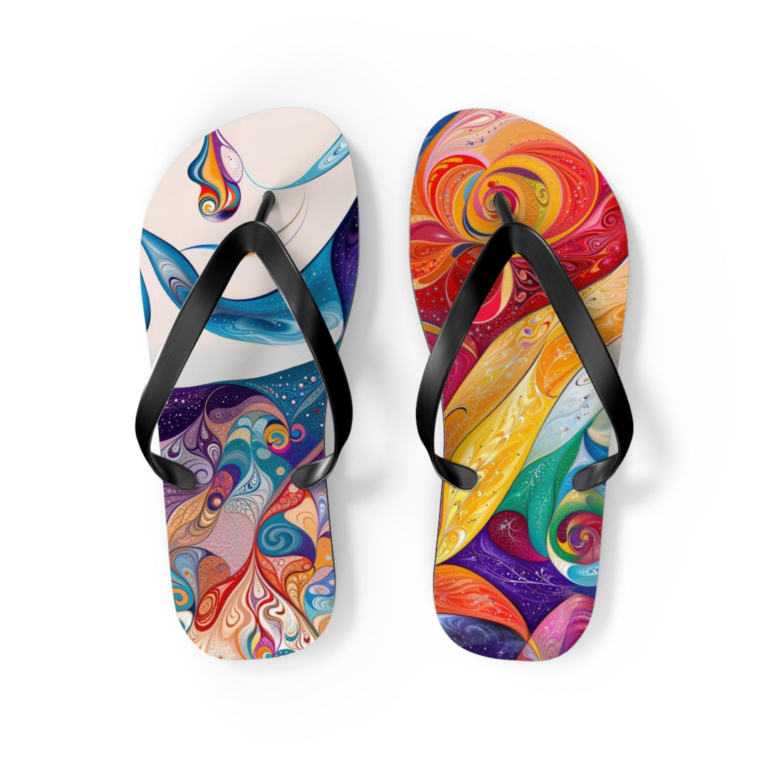 Psychedelic Dream Faces - Flip Flops - Shoes - g(0D·IO) - M - Black sole -