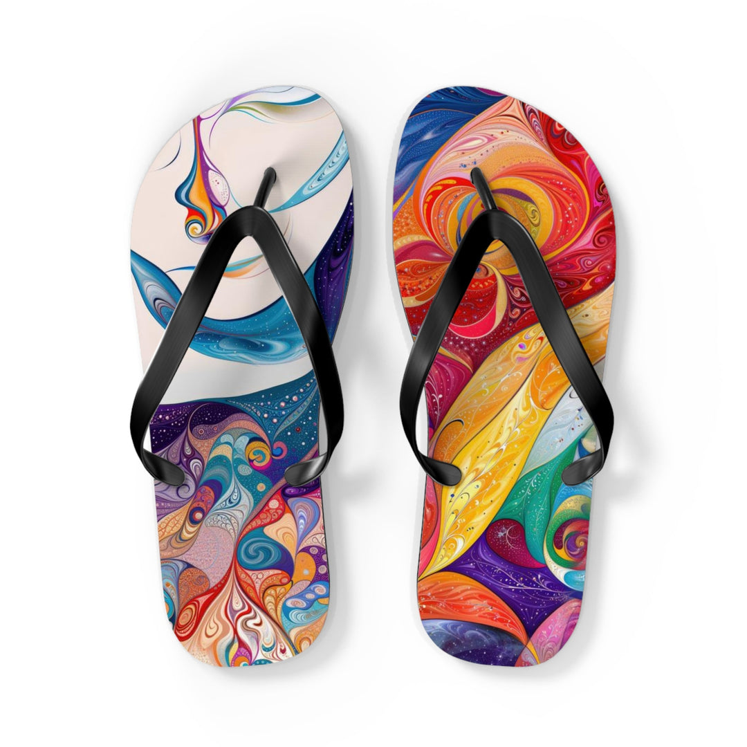 Psychedelic Dream Faces - Flip Flops - Shoes - g(0D·IO) - L - Black sole -