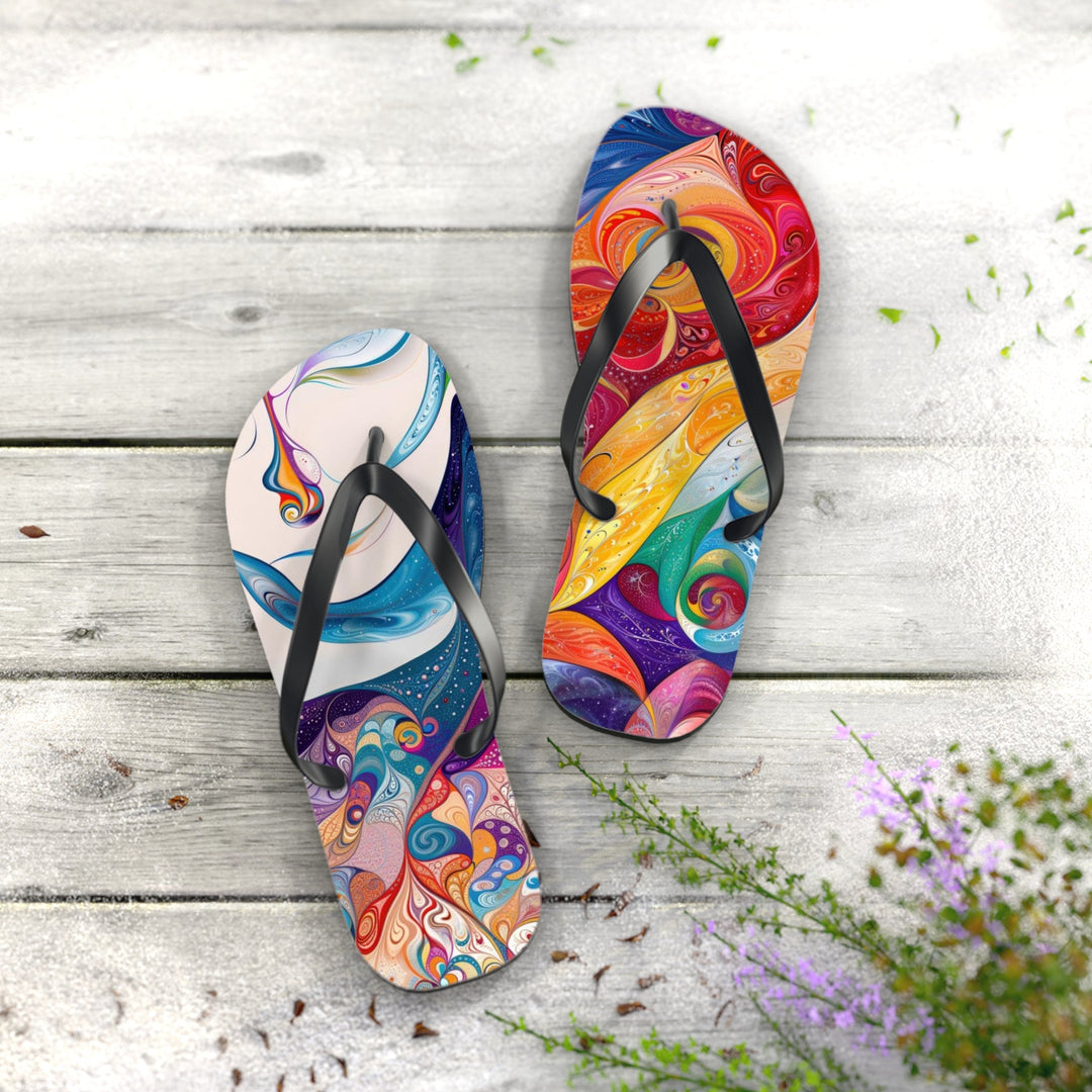 Psychedelic Dream Faces - Flip Flops - Shoes - g(0D·IO) - XL - Black sole -