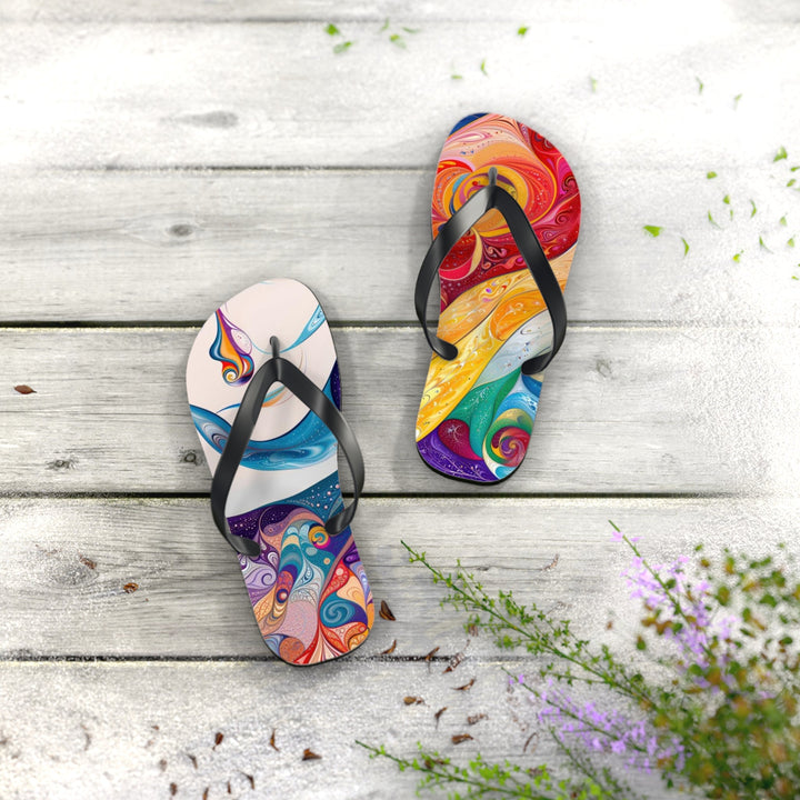 Psychedelic Dream Faces - Flip Flops - Shoes - g(0D·IO) - XL - Black sole -