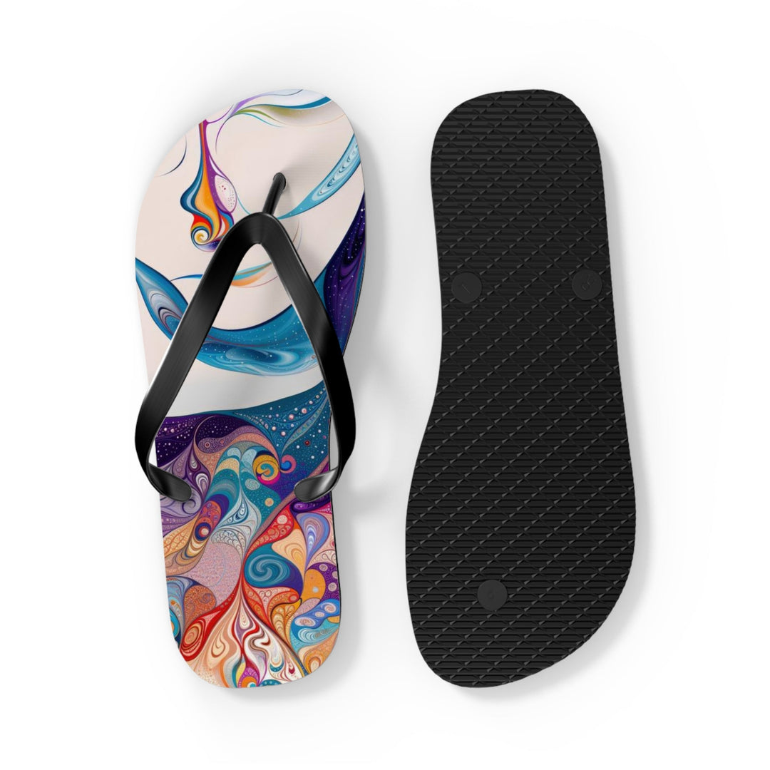 Psychedelic Dream Faces - Flip Flops - Shoes - g(0D·IO) - XL - Black sole -