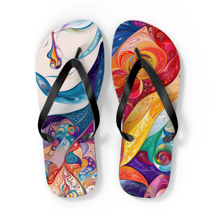 Psychedelic Dream Faces - Flip Flops - Shoes - g(0D·IO) - XL - Black sole -