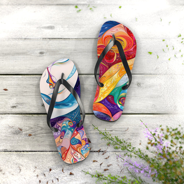 Psychedelic Dream Faces - Flip Flops - Shoes - g(0D·IO) - XL - Black sole -
