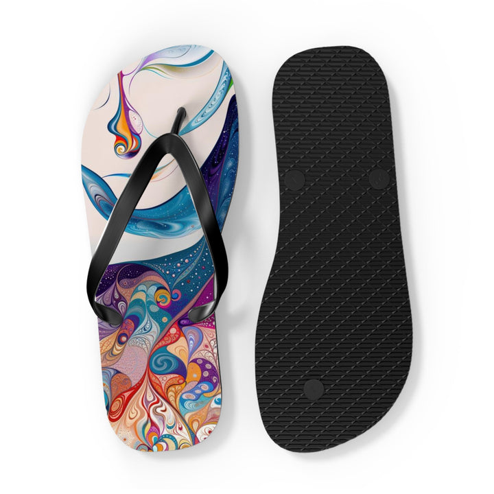 Psychedelic Dream Faces - Flip Flops - Shoes - g(0D·IO) - XL - Black sole -