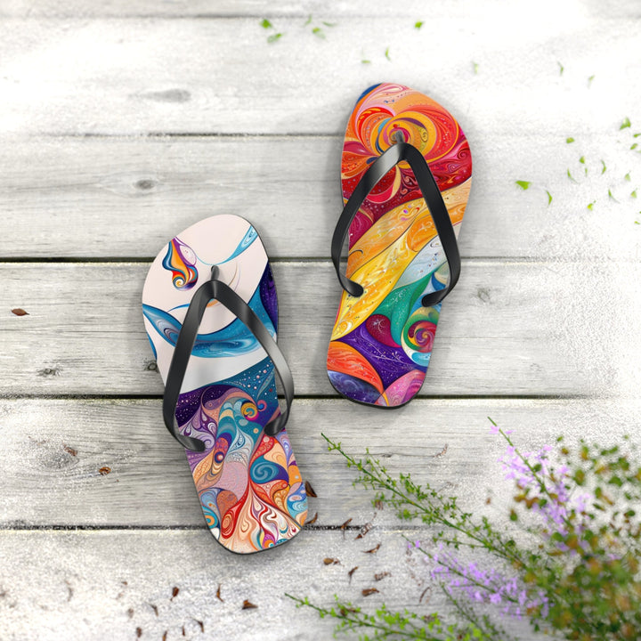 Psychedelic Dream Faces - Flip Flops - Shoes - g(0D·IO) - XL - Black sole -