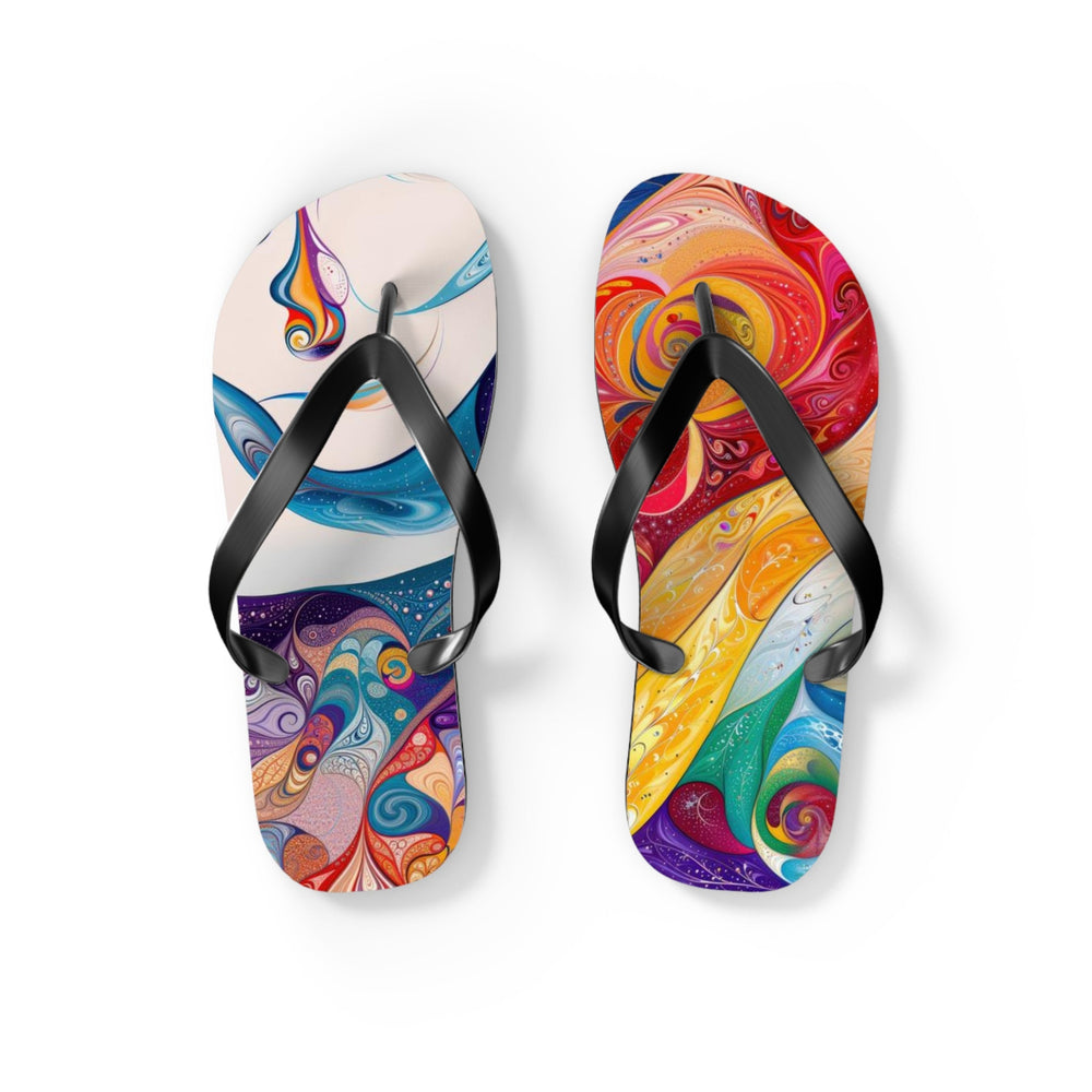 Psychedelic Dream Faces - Flip Flops - Shoes - g(0D·IO) - S - Black sole -