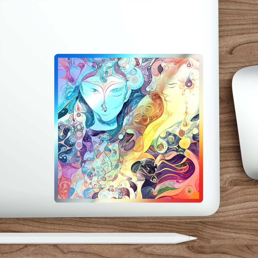 Psychedelic Dream Faces - Holographic Die-Cut Sticker - Paper products - g(0D·IO) - 5" × 5" - Die-Cut - Holographic