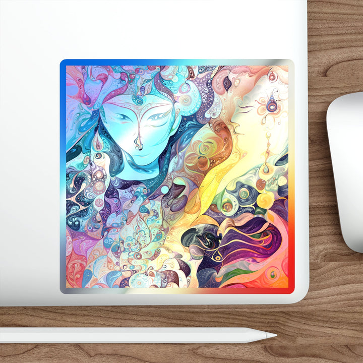 Psychedelic Dream Faces - Holographic Die-Cut Sticker - Paper products - g(0D·IO) - 5" × 5" - Die-Cut - Holographic