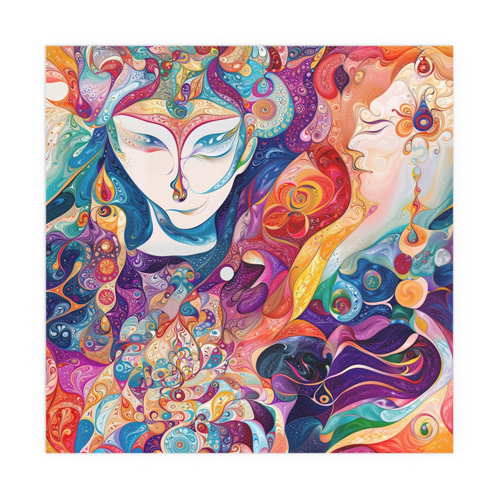 Psychedelic Dream Faces - Indoor and Outdoor Silk Poster - Poster - g(0D·IO) - 30″ x 30″ (Square) - Semi Glossy -