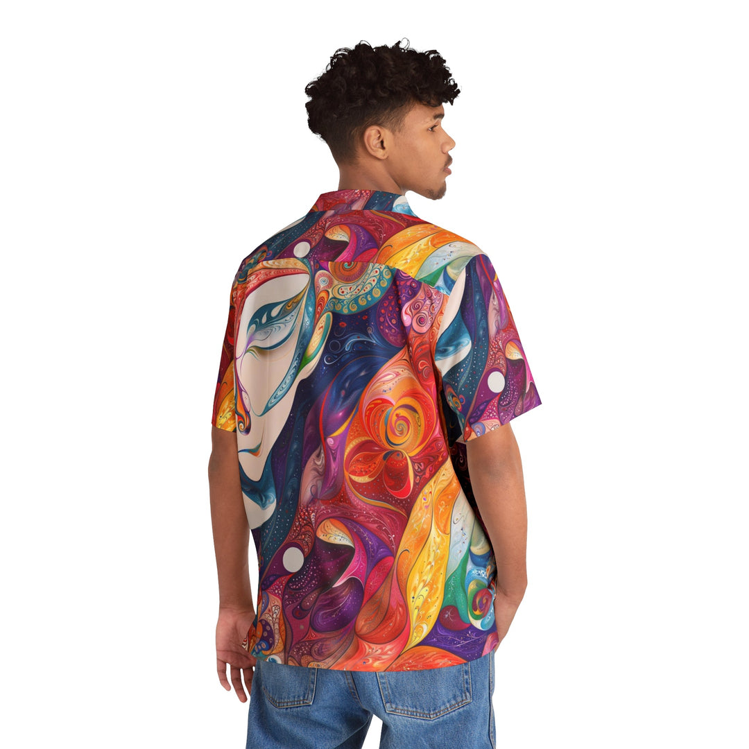 Psychedelic Dream Faces - Men's Hawaiian Shirt - All Over Prints - g(0D·IO) - S - Black -