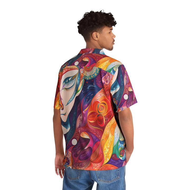 Psychedelic Dream Faces - Men's Hawaiian Shirt - All Over Prints - g(0D·IO) - S - Black -