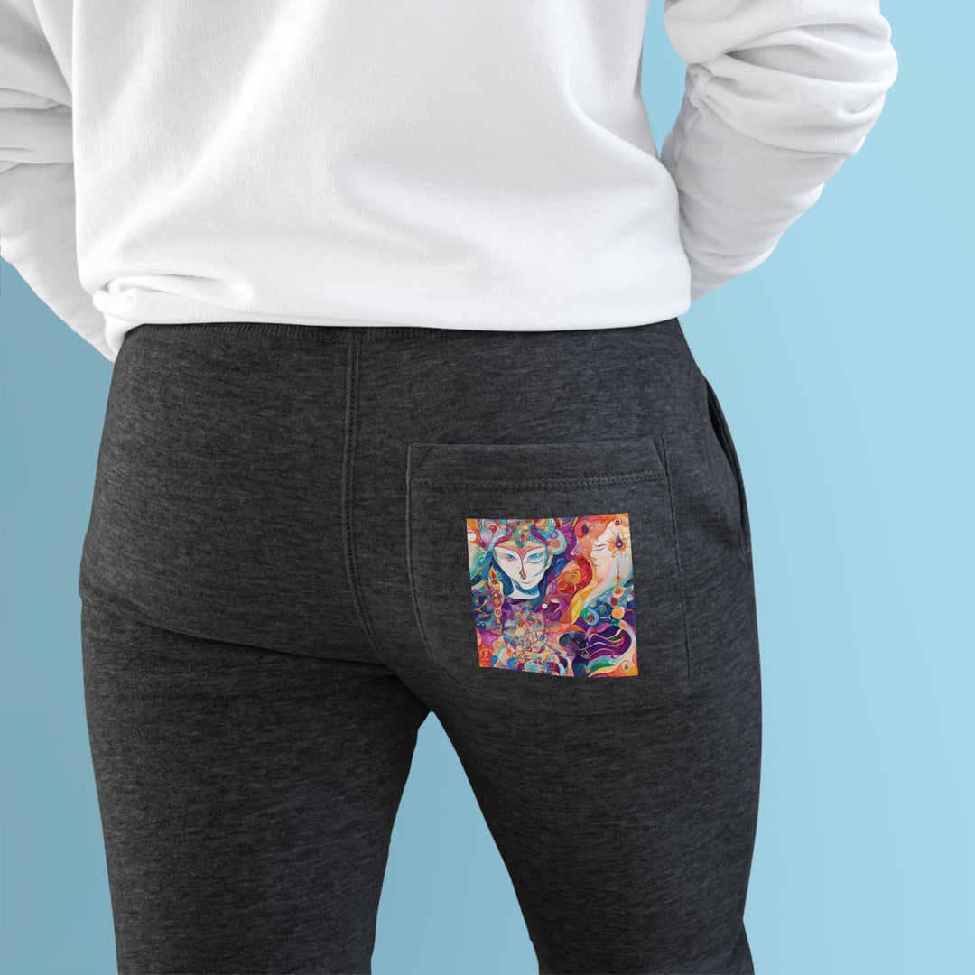 Psychedelic Dream Faces - Premium Fleece Joggers - Trousers - g(0D·IO) - Charcoal Heather - M -