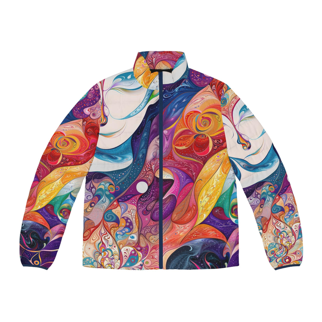 Psychedelic Dream Faces - Puffer Jacket - All Over Prints - g(0D·IO) - S - Dark blue zipper -