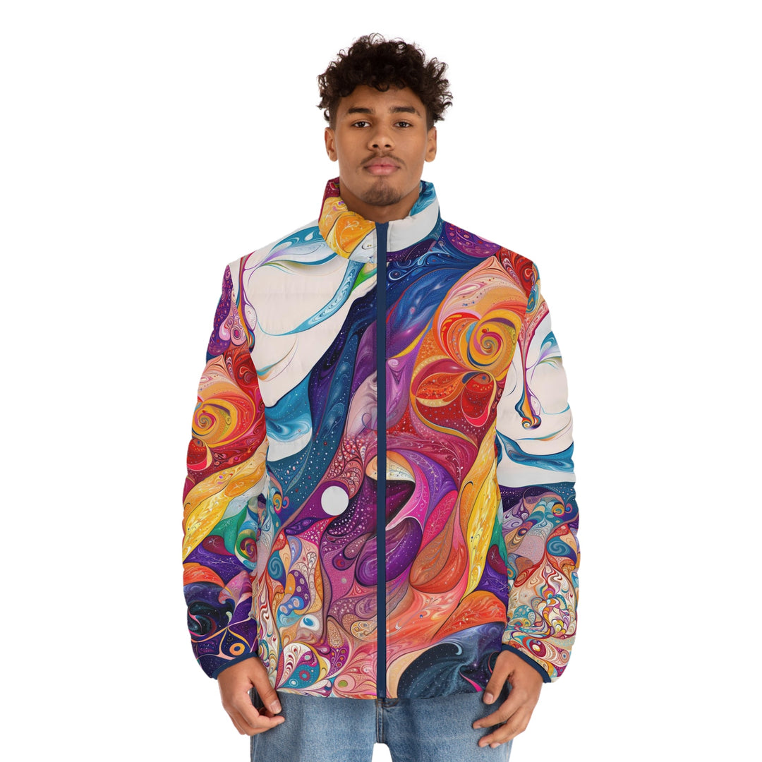 Psychedelic Dream Faces - Puffer Jacket - All Over Prints - g(0D·IO) - S - Black zipper -