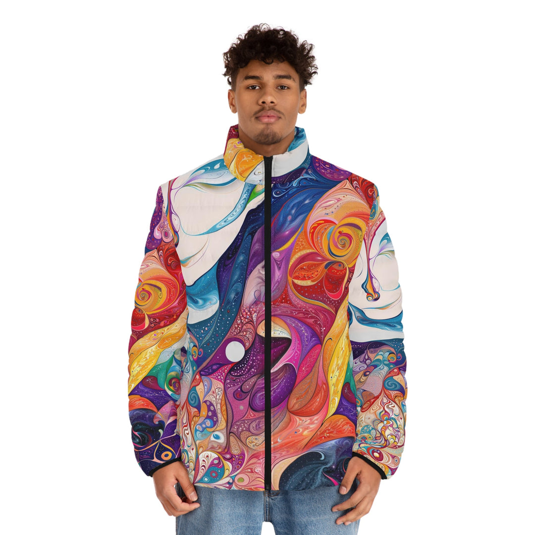 Psychedelic Dream Faces - Puffer Jacket - All Over Prints - g(0D·IO) - S - Black zipper -