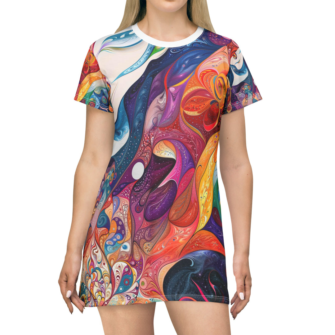 Psychedelic Dream Faces - T-Shirt Dress - All Over Prints - g(0D·IO) - XS - -