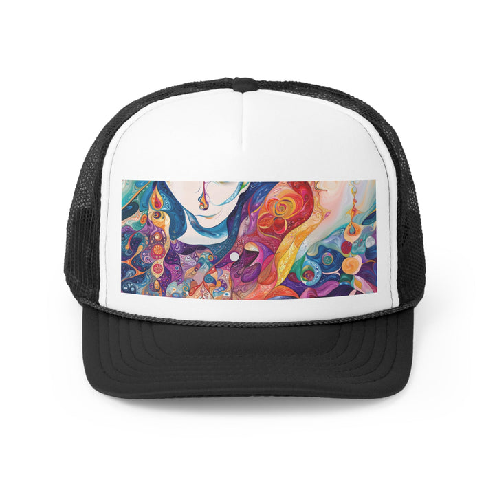 Psychedelic Dream Faces - Trucker Hat - Hats - g(0D·IO) - Black - One size -