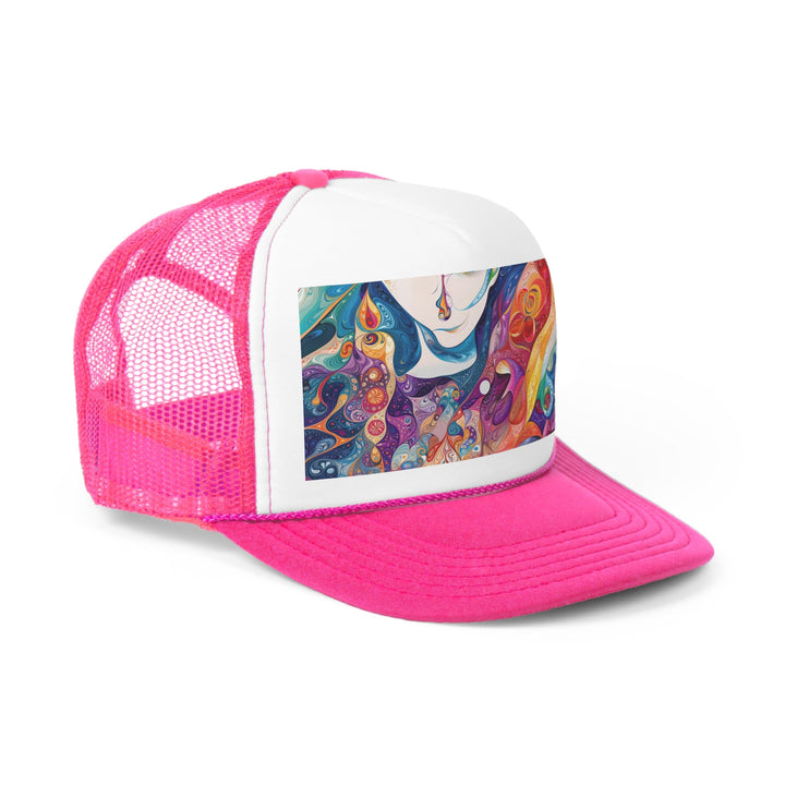 Psychedelic Dream Faces - Trucker Hat - Hats - g(0D·IO) - Pink - One size -