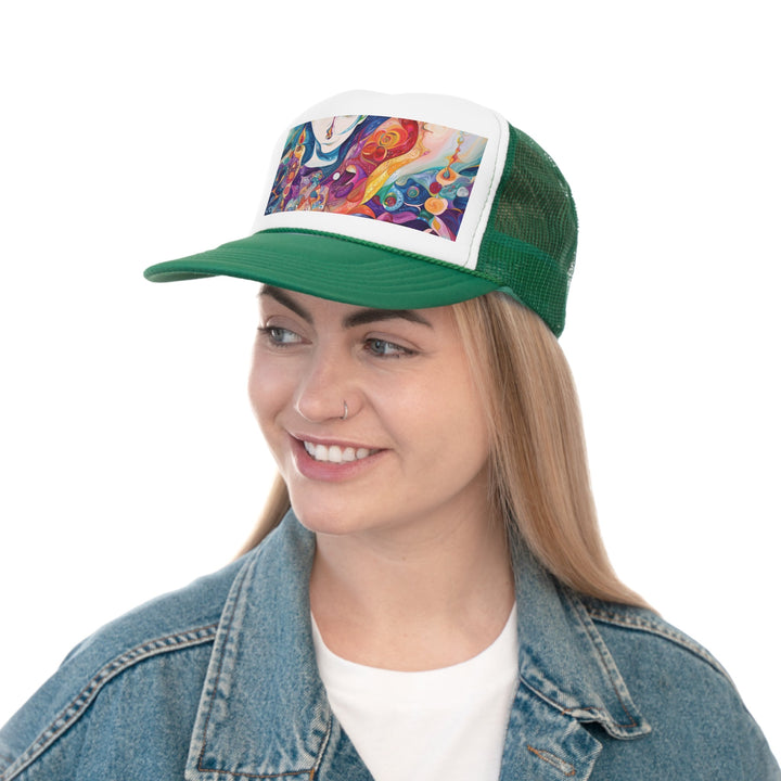 Psychedelic Dream Faces - Trucker Hat - Hats - g(0D·IO) - Pink - One size -