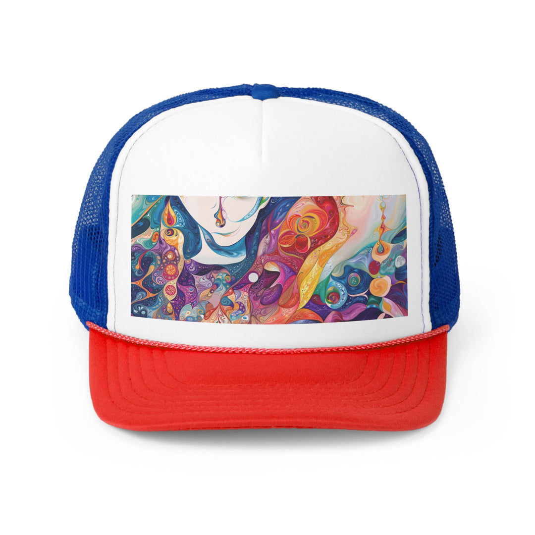 Psychedelic Dream Faces - Trucker Hat - Hats - g(0D·IO) - Blue/Red - One size -