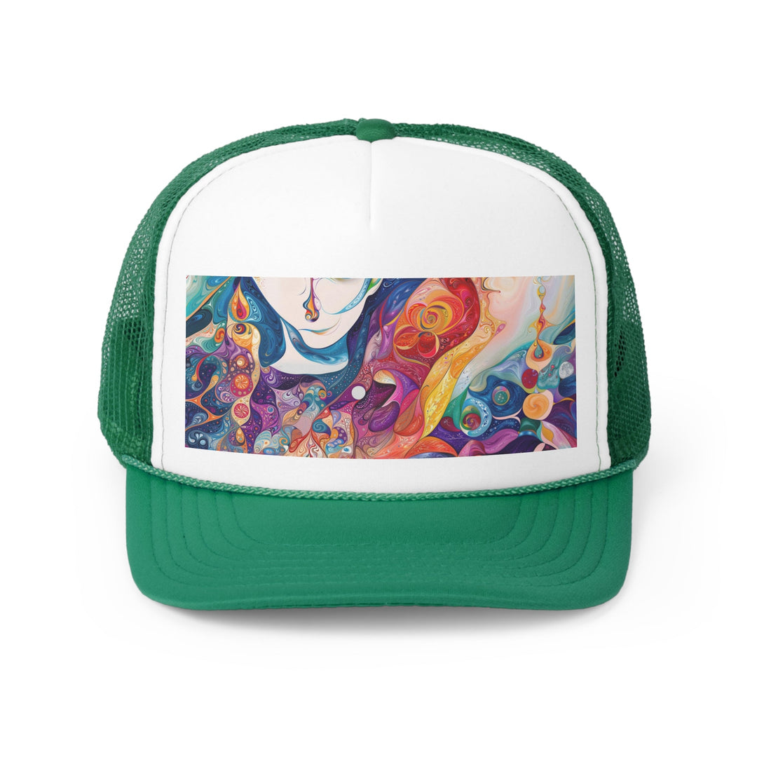 Psychedelic Dream Faces - Trucker Hat - Hats - g(0D·IO) - Green - One size -