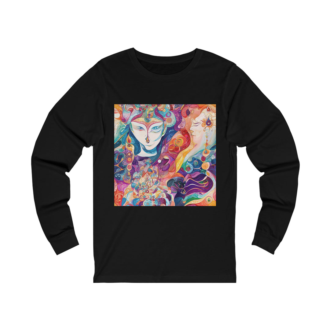 Psychedelic Dream Faces - Unisex Jersey Long Sleeve Tee - Long-sleeve - g(0D·IO) - S - Black -