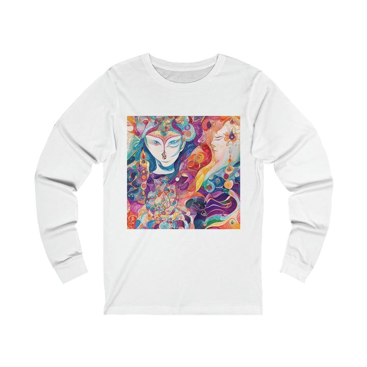 Psychedelic Dream Faces - Unisex Jersey Long Sleeve Tee - Long-sleeve - g(0D·IO) - S - White -