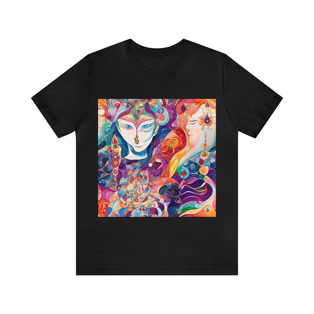 Psychedelic Dream Faces - Unisex Jersey Short Sleeve Tee - T-Shirt - g(0D·IO) - Black - S -