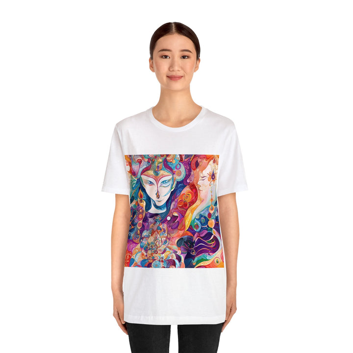 Psychedelic Dream Faces - Unisex Jersey Short Sleeve Tee - T-Shirt - g(0D·IO) - Black - S -