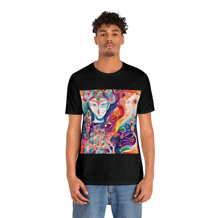 Psychedelic Dream Faces - Unisex Jersey Short Sleeve Tee - T-Shirt - g(0D·IO) - Black - S -