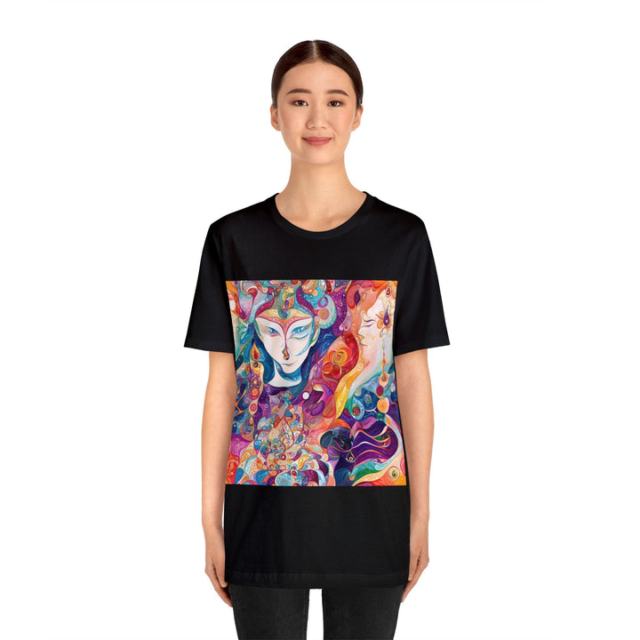 Psychedelic Dream Faces - Unisex Jersey Short Sleeve Tee - T-Shirt - g(0D·IO) - Black - S -