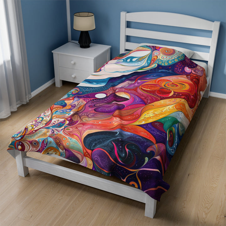 Psychedelic Dream Faces - Velveteen Plush Blanket - All Over Prints - g(0D·IO) - 30" × 40" - -