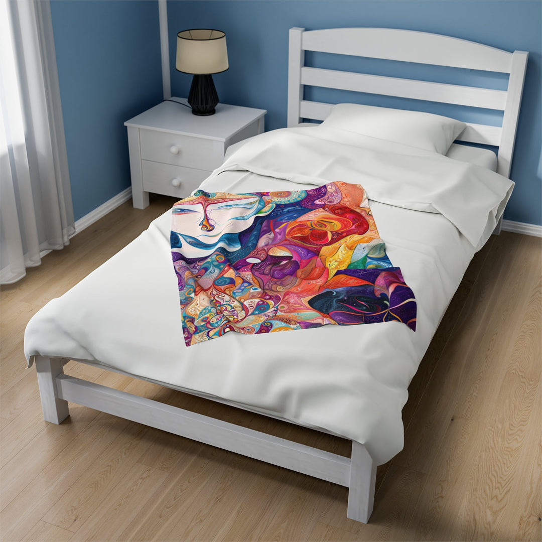 Psychedelic Dream Faces - Velveteen Plush Blanket - All Over Prints - g(0D·IO) - 30" × 40" - -